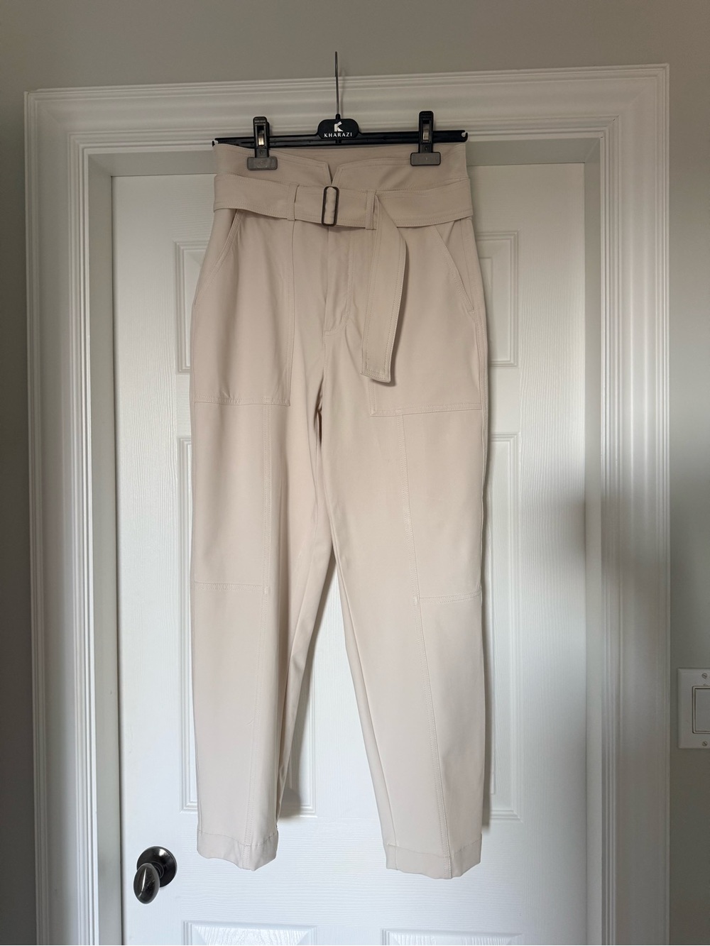 Banana Republic Cream Paperbag Belted Chinos